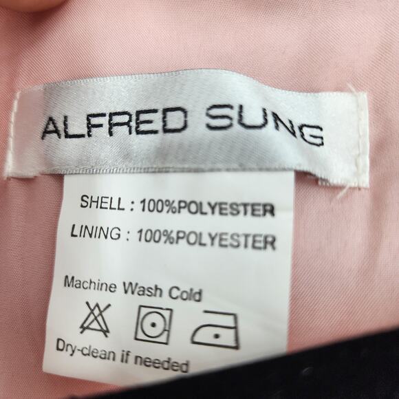 Alfred Sung Toasted Sugar Pink Sleeveless V-Neck Satin Gown Pockets Dress Size 2 - Picture 5 of 7